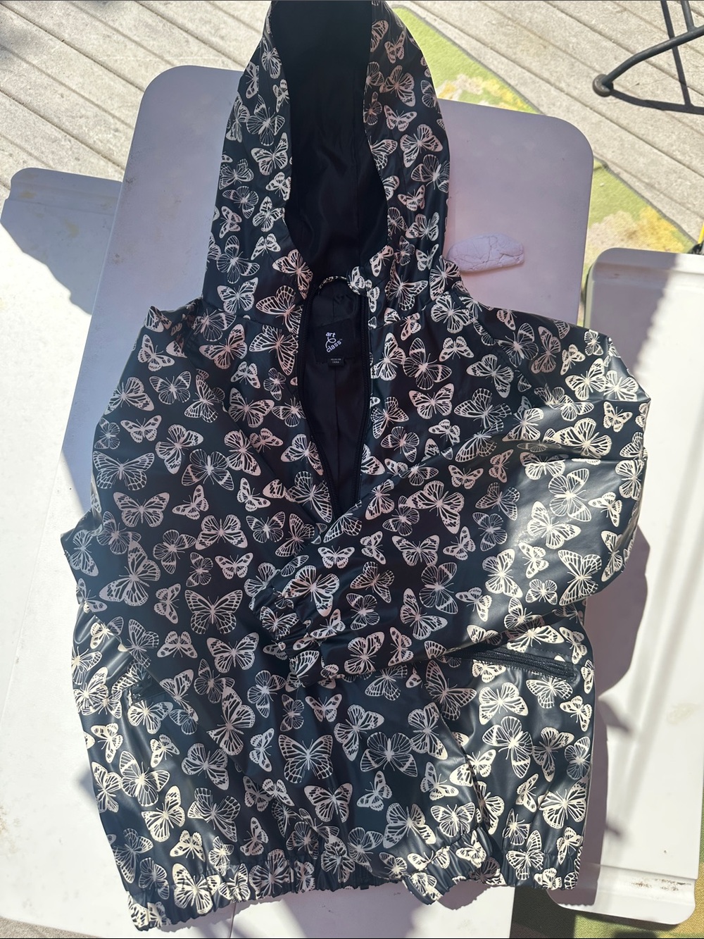 art class Black and White Butterfly Hooded Raincoat